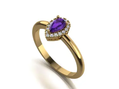 Pear diamond ring 3d model pritable 3D print model