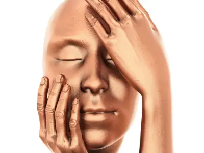 Statuette face in hands 3D model