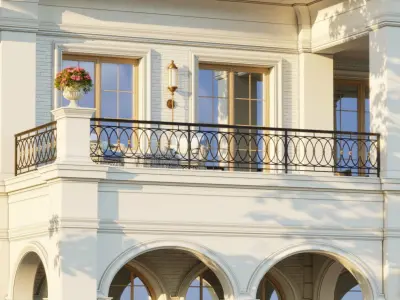 Classic Modern Forged Fence 3D model