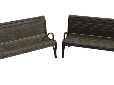 Classic Park Bench 02 -  Apocalyptic Low-poly 3D model