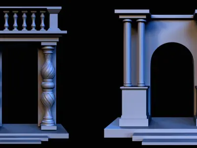 35 Arch Base Mesh Pack Low-poly 3D model