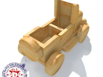 wooden car 01 3D model