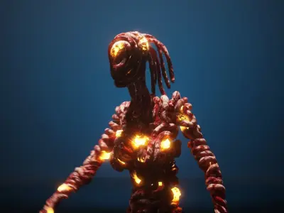 GutWoman glowing human body Low-poly 3D model