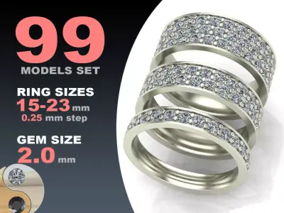 Eternity diamond ring 3D Model Pack