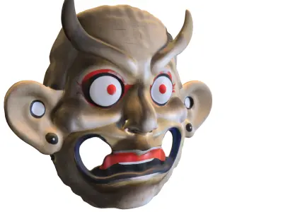 Japonese Mask comic Low-poly 3D model