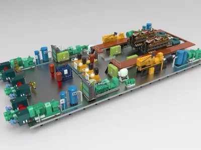 Full Layout engine room ship 3d 3D model