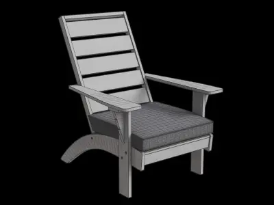 Gray Wooden Patio Chair 3D model