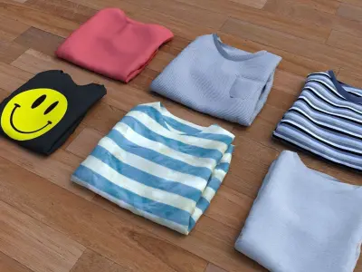 Textured Folded Tshirts 3D model