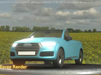 City Car 58 SUV Cabrio Open Type-B Blue Low-poly 3D model