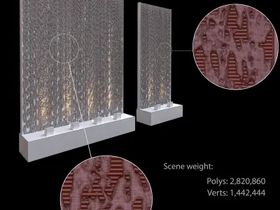 2 Aqua fall Waterfall Corona and Vray 3D model