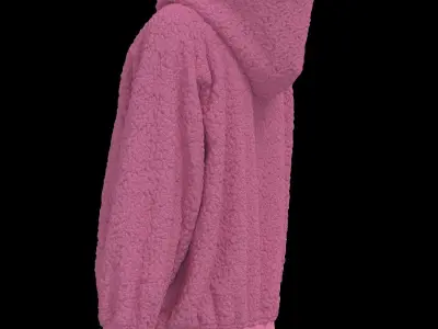 Female oversized raglan hoodie 3D model