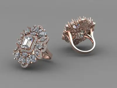 Rose Gold Women Diamond Ring 3D print model 3D print model 13