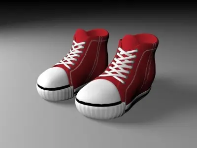 Cartoon red shoes Low-poly 3D model