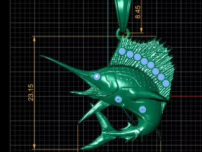 Gold Marlin Pendant 3D printable model   3D print model