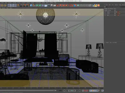 Corona - C4D Scene files - Living Room 3 Interior 3D model