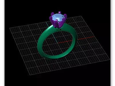 round solitaire engagement jewelry ring 3D print model