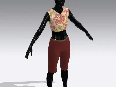 Woman Cloth Dress Low-poly 3D model 2