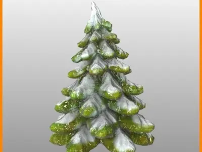 Wood Carved Fir Trees 3D model