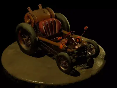 Steampunk Cycle Car Low-poly 3D model