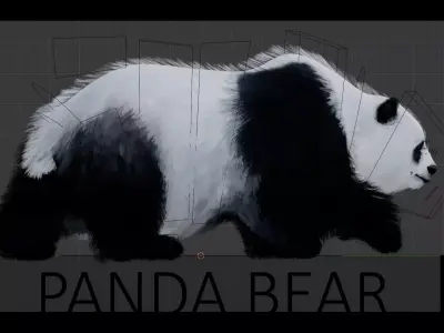Panda Bear Low-poly 3D model 2