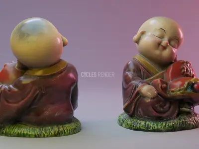 Buddha ceramic interior decoration - PBR - Cycles Renderer 3D model