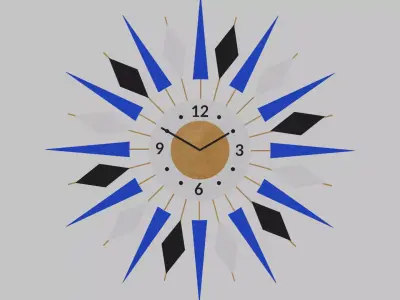 Spikey Modern Abstract Wall Clock 3D model