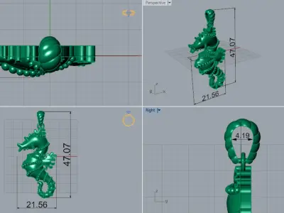 seahorse stl 3d gold pendant model gp0169 3D print model