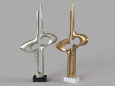 Brother And Sister Sculpture Silver And Gold Leaf 3D model
