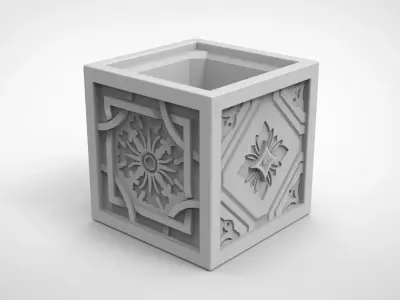 European retro tiles pattern vase 3D print model