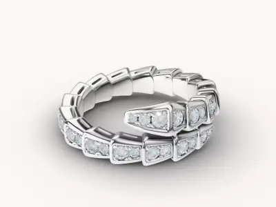 BULGARI - SERPENTI VIPER - RING - ONE COIL WITH DIAMONDS 3D print model