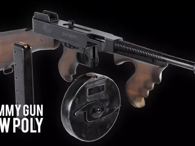 VR Ready Tommy Gun Low Poly Low-poly 3D model