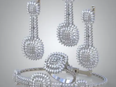 Ring Bracelet Earring and Pendant Set 3D printable model 0007 3D Model Pack