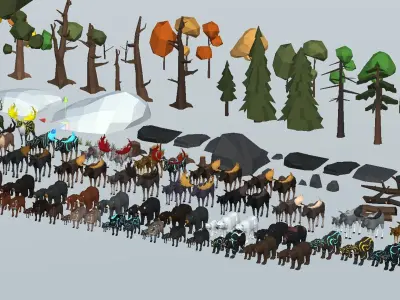 LowPoly Wild Animals pack Low-poly 3D model