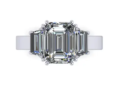 Three Emerald Wedding Ring V4 3D print model