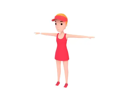 CartoonGirl018 Tennis Player 3D model