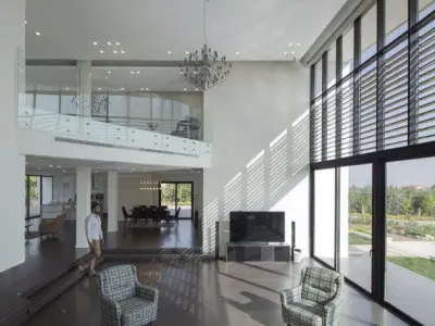 villa 3d modern with swimming pool at night 3D model