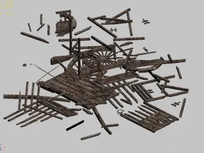 Game Elf Mountain - Broken - Chariot 02 3D model