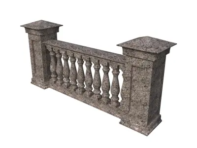 Granite fence with balusters and columns 3D model