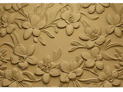 modern rose panel wall decor set relief stl mural CNC 306 3D model