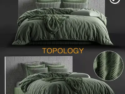 Stone Willow Quilt Cover Set 3d model 3D model