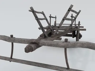 Ox Cart PBR Low Poly Improved Low-poly 3D model