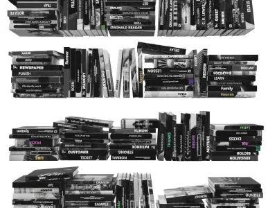Books 150 pieces 3-4-1 Low-poly 3D model