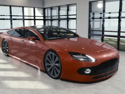 BLENDER EEVEE Brandless Extended Wheelbase 4 door coupe Low-poly 3D model