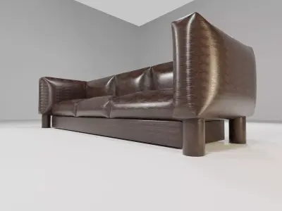 Luxury Contemporary Couch Leather 3 Seat Free 3D model