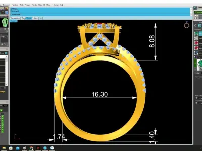 Luxury Double Halo Split Shank Gemstone Ring Jewelry 3D Mod 4419 3D print model
