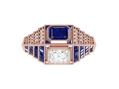 Emerald Art Deco Ring 3D print model