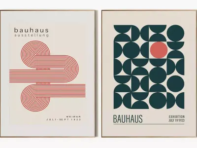 Bauhaus RedSunshine Poster Set 3D model