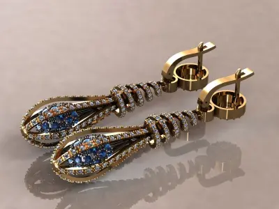 Earrings pear drop 3 3D print model