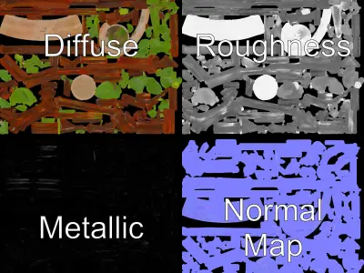 Rustic Iron Plant Stand model pack Low-poly 3D model