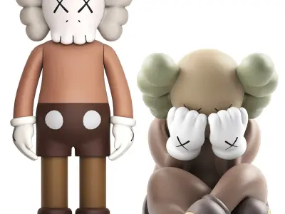 kaws companion and separated vinyl figure brown collection 3D model